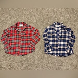 Old Navy Kids Plaid Button Down Shirts - Red and Navy